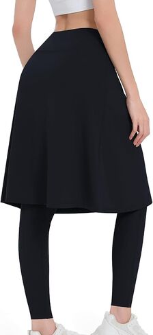 تنانير نسائية رياضية بطول الركبة مع سراويل ضيقة، سراويل ضيقة لليوجا مع جيوب على شكل قوس وتنانير كابريس للسيدات in Kuwait