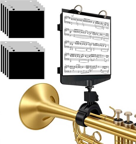 Trumpet Lyre 2 in 1 Adjustable Trumpet & Snare Drum Marching Band Lyre, Music Flip Folder with 10 Double-Sided Folio Pages Marching Band Accessory in Saudi Arabia