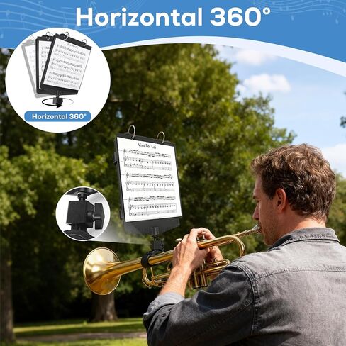 Trumpet Lyre 2 in 1 Adjustable Trumpet & Snare Drum Marching Band Lyre, Music Flip Folder with 10 Double-Sided Folio Pages Marching Band Accessory in Saudi Arabia