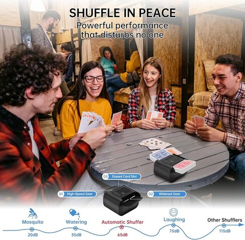 ماكينة خلط البطاقات الأوتوماتيكية ذات سطحين، قابلة لإعادة الشحن عبر USB-C، هادئة وسريعة، تلقائي/يدوي، ماكينة خلط البطاقات الكهربائية المحمولة من فئة الكازينو لـ UNO، لعبة ورق، البوكر، سكيب بو، المرحلة 10 - أسود in Kuwait