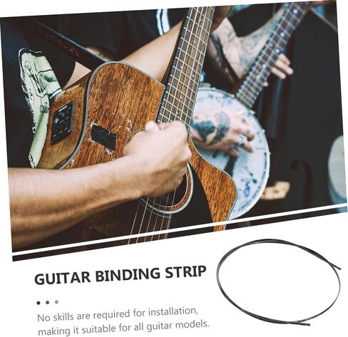 Yardwe Guitar Binding and Purfling Strip زخرفة بلاستيكية سوداء للقيثارات الصوتية والكهربائية، سهلة التركيب تحمي لوحة الأصابع من التلف للإصلاحات اليدوية in Kuwait