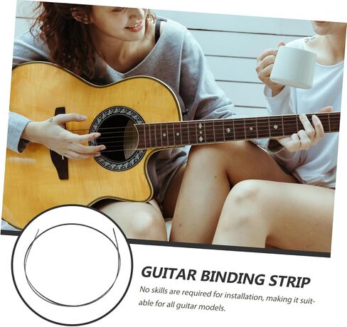 Yardwe Guitar Binding and Purfling Strip زخرفة بلاستيكية سوداء للقيثارات الصوتية والكهربائية، سهلة التركيب تحمي لوحة الأصابع من التلف للإصلاحات اليدوية in Kuwait