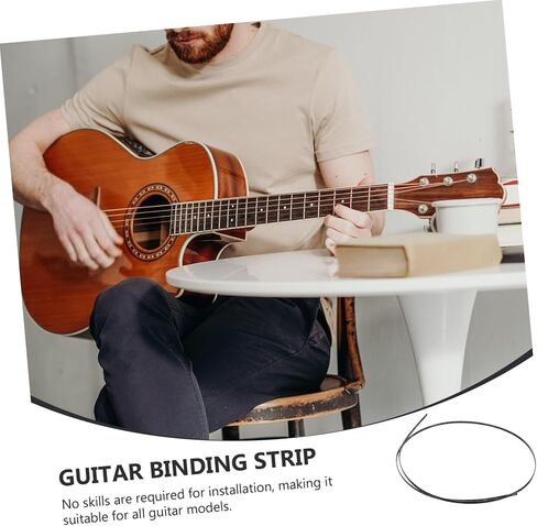 Yardwe Guitar Binding and Purfling Strip زخرفة بلاستيكية سوداء للقيثارات الصوتية والكهربائية، سهلة التركيب تحمي لوحة الأصابع من التلف للإصلاحات اليدوية in Kuwait