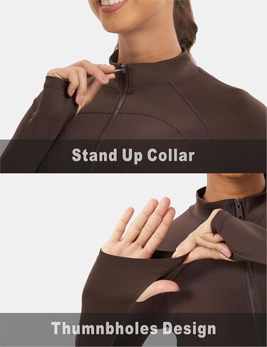 Women's Workout Jacket Lightweight Full Zip Running Track Jacket Slim Fit Athletic Tops with Thumb Holes in Saudi Arabia
