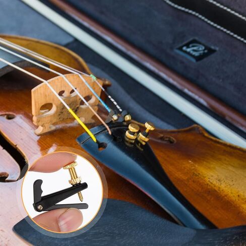 4 Pcs Violin Fine Tuners for 4/4-3/4 Violin, Zinc Alloy String Adjusters Violins Tuner Screw, Black Premium Metal Fine Tuner Violins Parts Supplies Set Anti-Rust Accessories for Easy Tuning in Saudi Arabia