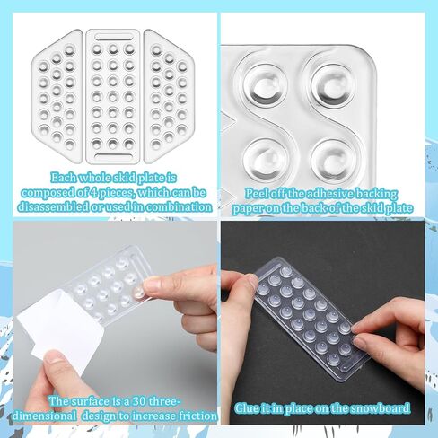 WILLBOND 2 Set (8 Pcs) Snowboard Stomp Pads, 3D Clear Antiskid Grip Pad Non-Slip Mat for Snowboarding Winter Snow Board Accessories, Enhanced Friction and Grip in Saudi Arabia