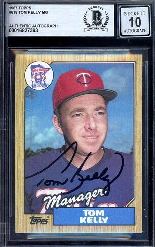 Tom Kelly Gem Mint 10 Beckett BAS Signed 1987 Topps Rookie Autograph - Basketball Autographed Cards in Saudi Arabia