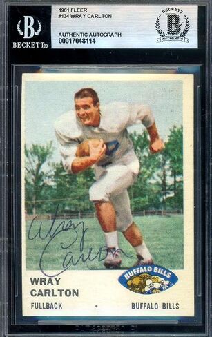 راي كارلتون بيكيت باس وقع 1961 Fleer Rookie Autograph - كرة القدم Slabbed بطاقات المبتدئين الموقعة in Saudi Arabia