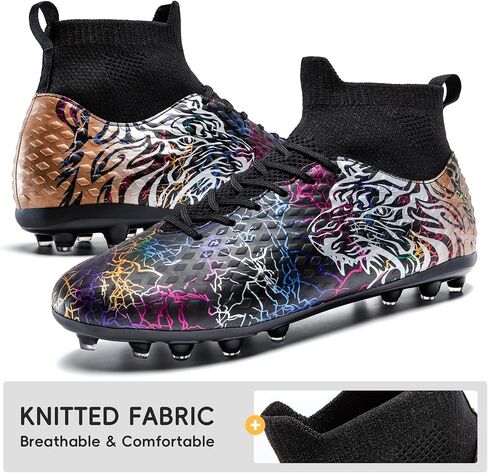 Soccer Cleats Boys Youth Training Football Cleats Athletic Outdoor Girls Soccer Shoes High-top Kids Football Shoes for Little/Big Kid in Saudi Arabia