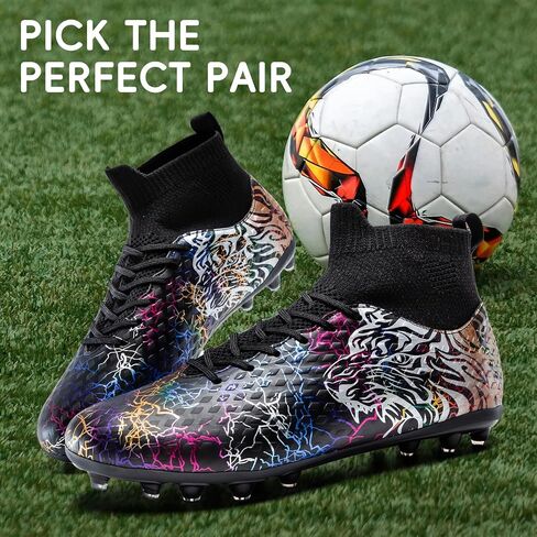 Soccer Cleats Boys Youth Training Football Cleats Athletic Outdoor Girls Soccer Shoes High-top Kids Football Shoes for Little/Big Kid in Saudi Arabia