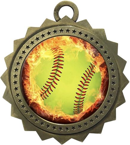 Express Medals 1 to 50 Packs Flame Softball Gold Medal Trophy Award with Neck Ribbon D03-EMFCL805 in Saudi Arabia