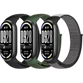 Nylon Sport Band Compatible with Xiaomi Smart Band 10/9/8 for Women Men, Soft Adjustable Breathable Sport Loop Watch Strap Replacement Wristband for Xiaomi Mi Band 10/9/8, 3pcs in Kuwait