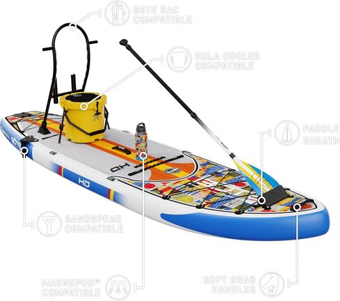 BOTE HD Aero قابل للنفخ لوح مجداف MAGNEPod متوافق مع Blow Up iSUP مع مجداف حقيبة سفر للبالغين والأطفال مناسب للعائلة 11 قدم 6 بوصات مقاس متعدد الألوان in Kuwait