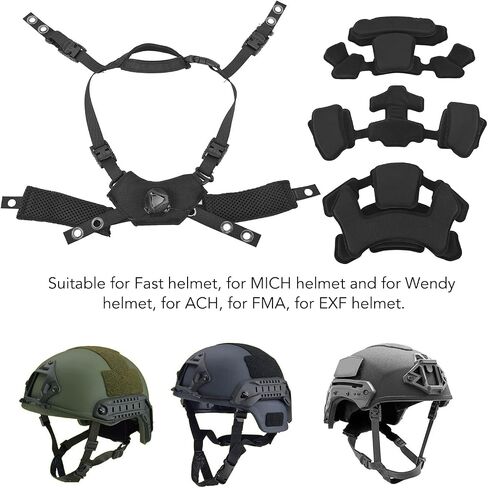 Bewinner Dial Suspension System Chin Strap for MICH ACH Helmet 3rd Gen Adjustable Liner with Internal Sponge Pad, Black, Includes 3 Liners Suspension 4 Screws Nuts 24 Stickers in Saudi Arabia