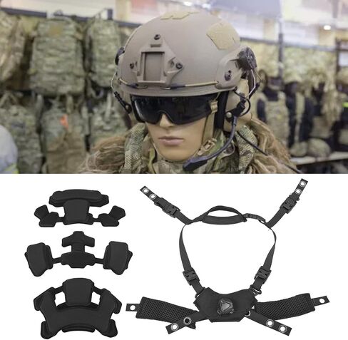 Bewinner Dial Suspension System Chin Strap for MICH ACH Helmet 3rd Gen Adjustable Liner with Internal Sponge Pad, Black, Includes 3 Liners Suspension 4 Screws Nuts 24 Stickers in Saudi Arabia