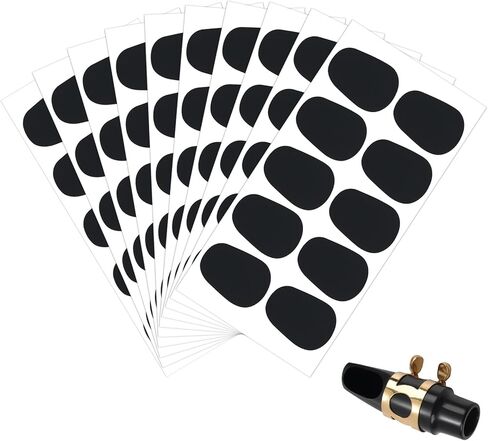 100 Pcs 0.8mm Saxophone Mouthpiece Pads Clarinet Mouthpiece Cushion Strong Alto Tenor Sax Mouthpieces Patches Pads Oval Silicone Strong Adhesive Bite Protection for Beginners Musicians (Black) in Kuwait