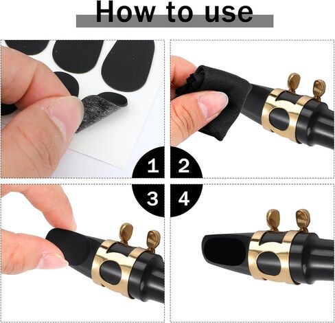 100 Pcs 0.8mm Saxophone Mouthpiece Pads Clarinet Mouthpiece Cushion Strong Alto Tenor Sax Mouthpieces Patches Pads Oval Silicone Strong Adhesive Bite Protection for Beginners Musicians (Black) in Kuwait