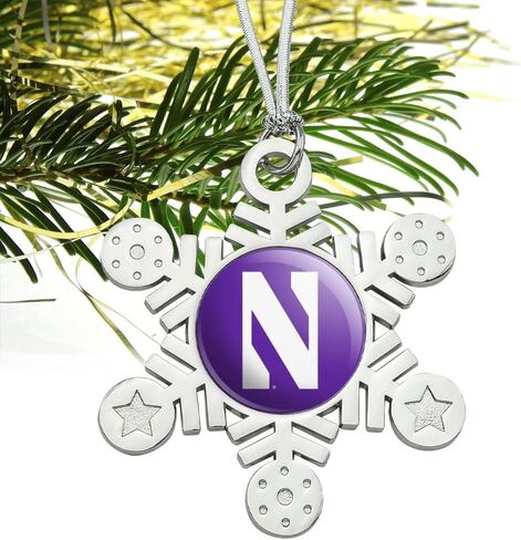 GRAPHICS & MORE Northwestern University Primary Logo Metal Snowflake Christmas Tree Holiday Ornament in Saudi Arabia