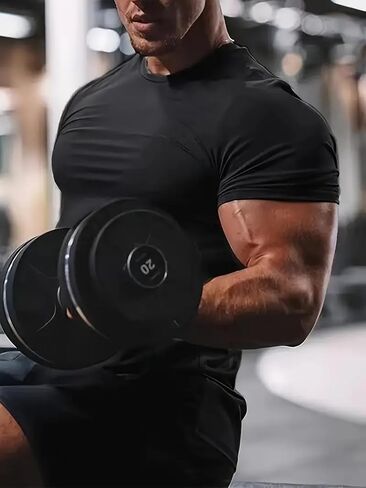 Men’s Quick Dry Athletic T-Shirt, Short Sleeve Compression Gym Shirt, Lightweight Stretch Workout Top for Fitness in Saudi Arabia