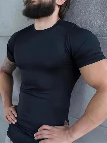 Men’s Quick Dry Athletic T-Shirt, Short Sleeve Compression Gym Shirt, Lightweight Stretch Workout Top for Fitness in Saudi Arabia