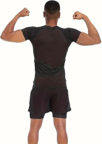 Men’s Quick Dry Athletic T-Shirt, Short Sleeve Compression Gym Shirt, Lightweight Stretch Workout Top for Fitness in Saudi Arabia