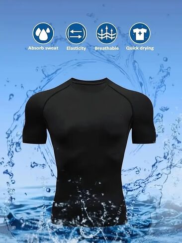 Men’s Quick Dry Athletic T-Shirt, Short Sleeve Compression Gym Shirt, Lightweight Stretch Workout Top for Fitness in Saudi Arabia