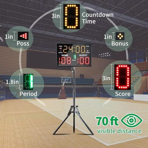 Basketball Scoreboard with Timer Clock, Digital Scoreboard with Remote, Portable Battery Powered Electronic Scoreboard for Baseball/Tennis/Soccer/Volleyball/Ping Pong Games in Saudi Arabia