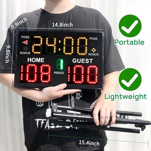 Basketball Scoreboard with Timer Clock, Digital Scoreboard with Remote, Portable Battery Powered Electronic Scoreboard for Baseball/Tennis/Soccer/Volleyball/Ping Pong Games in Saudi Arabia