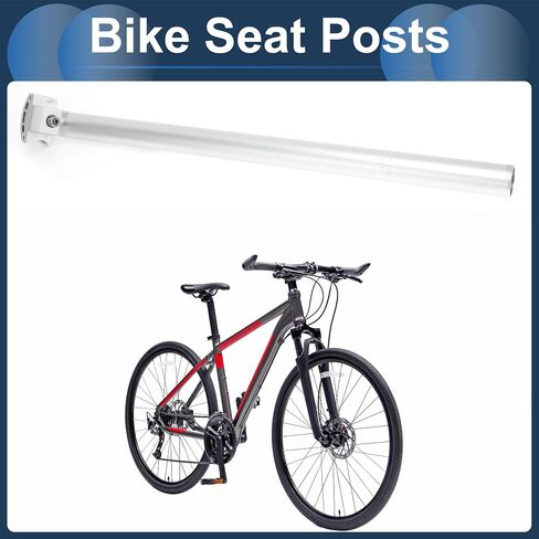 Bike Seat Posts 28.6x500mm Bike Saddle Post Seat Tube Aluminum Alloy Silver Tone Adjustable with Fixing Clip in Saudi Arabia
