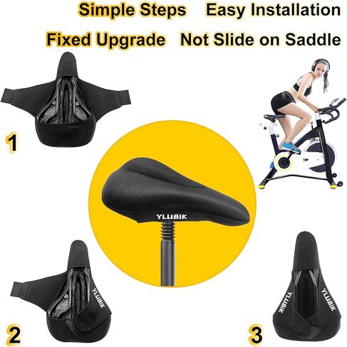 SN1 Gel Bike Seat Cover - Narrow Bike Seat Cushion for Women and Man Comfort,Thickened Gel Pad Suitable Width 5.9-6.5 Inch Mountain|Road|Exercise Bike Seat, Water Resistant Cover (Black) in Saudi Arabia