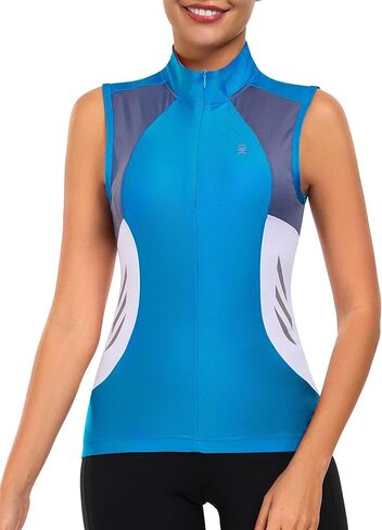 Little Donkey Andy Women's Half Zip Breathable Cycling Vests Reflective Sleeveless Jerseys Shirts Running 4 Rear Pockets in Kuwait