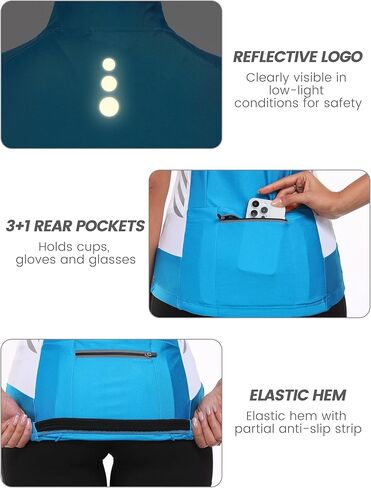 Little Donkey Andy Women's Half Zip Breathable Cycling Vests Reflective Sleeveless Jerseys Shirts Running 4 Rear Pockets in Kuwait