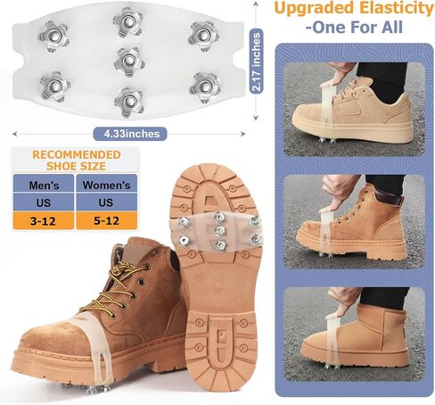 7-Spike Flexible Ice Cleats for Shoes & Boots,Translucent Anti-Slip Traction Cleats for Snow & Ice, Easy Step-in Design,Portable Winter Crampons in Saudi Arabia