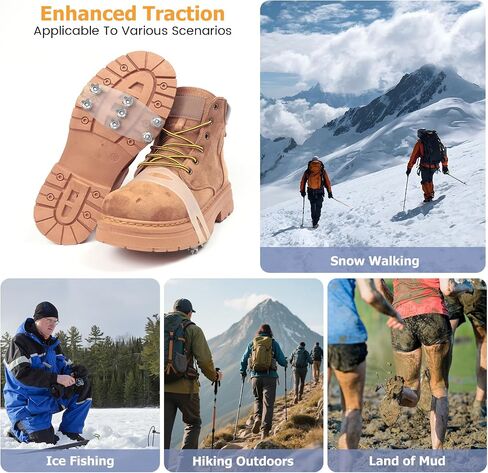 7-Spike Flexible Ice Cleats for Shoes & Boots,Translucent Anti-Slip Traction Cleats for Snow & Ice, Easy Step-in Design,Portable Winter Crampons in Saudi Arabia