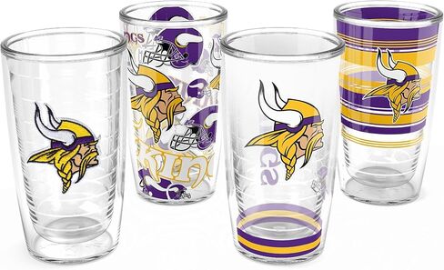 Tervis NFL Minnesota Vikings - Assorted Made in USA Double Walled Insulated Tumbler Travel Cup Keeps Drinks Cold & Hot, 16oz 4pk, Classic in Saudi Arabia