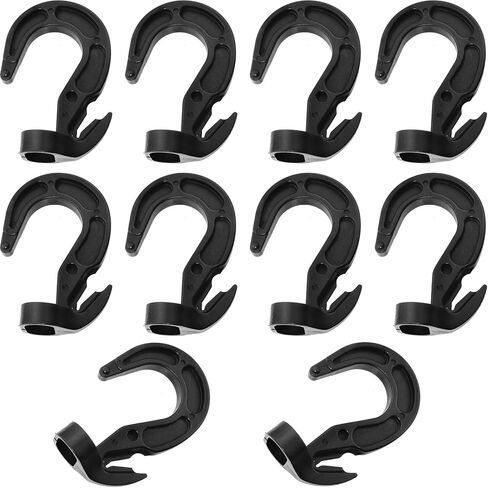 10PCS Elastic Cord Tie Hooks Luggage Accessories Adjustable Hooks Plastic Elastic Cord Hooks for Elastic Training Kayaking Rowing Camping Black in Saudi Arabia