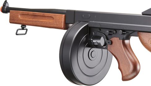 Airsoft Tommy Thompson Submachine Gun WW2 Chicago Typewriter Full Auto Electric SMG AEG with Extra Drum Magazines, Battery and Charger in Kuwait