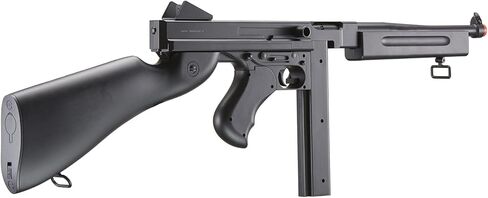 آلة كاتبة Airsoft Tommy Thompson Submachine Gun WW2 Chicago الآلة الكاتبة الكهربائية الكاملة SMG AEG مع مجلات طبلة إضافية وبطارية وشاحن in Kuwait