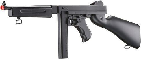 آلة كاتبة Airsoft Tommy Thompson Submachine Gun WW2 Chicago الآلة الكاتبة الكهربائية الكاملة SMG AEG مع مجلات طبلة إضافية وبطارية وشاحن in Kuwait