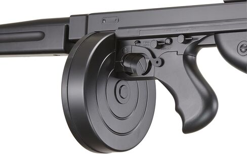 آلة كاتبة Airsoft Tommy Thompson Submachine Gun WW2 Chicago الآلة الكاتبة الكهربائية الكاملة SMG AEG مع مجلات طبلة إضافية وبطارية وشاحن in Kuwait