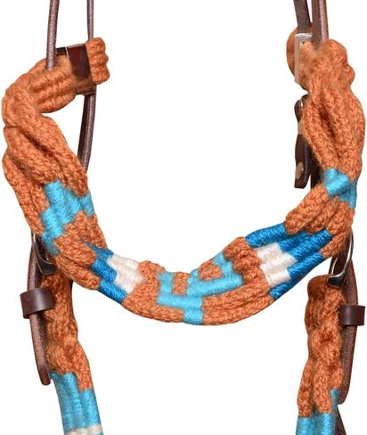 مجموعة HILASON Cactus Western Wool Headstall وطوق الصدر باللون الأزرق البني | الجلود للخيول in Saudi Arabia