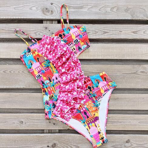 ملابس سباحة نسائية من قطعة واحدة من SPORLIKE ملابس سباحة مونوكيني مبطنة بفتحات in Kuwait