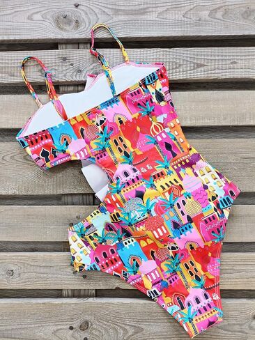 ملابس سباحة نسائية من قطعة واحدة من SPORLIKE ملابس سباحة مونوكيني مبطنة بفتحات in Kuwait