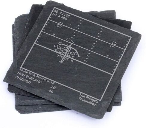Greatest Bears Plays: Slate Coasters (Set of 4) | Iconic Chicago Football Moments | Unique Gift for Sports Fans in Saudi Arabia
