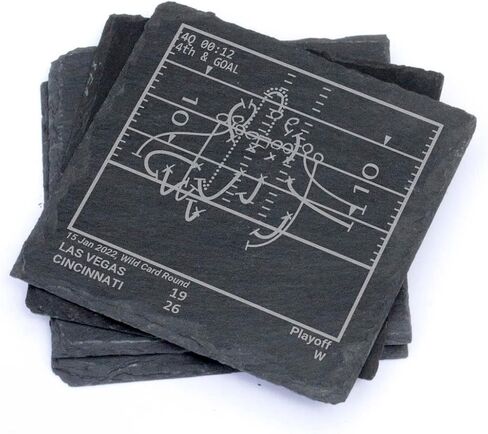Greatest Bears Plays: Slate Coasters (Set of 4) | Iconic Chicago Football Moments | Unique Gift for Sports Fans in Saudi Arabia