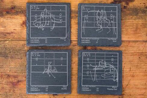 Greatest Bears Plays: Slate Coasters (Set of 4) | Iconic Chicago Football Moments | Unique Gift for Sports Fans in Saudi Arabia