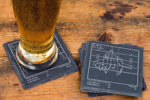 Greatest Bears Plays: Slate Coasters (Set of 4) | Iconic Chicago Football Moments | Unique Gift for Sports Fans in Saudi Arabia