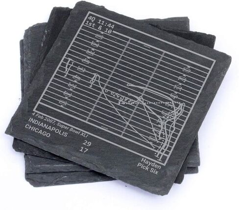 Greatest Bears Plays: Slate Coasters (Set of 4) | Iconic Chicago Football Moments | Unique Gift for Sports Fans in Saudi Arabia