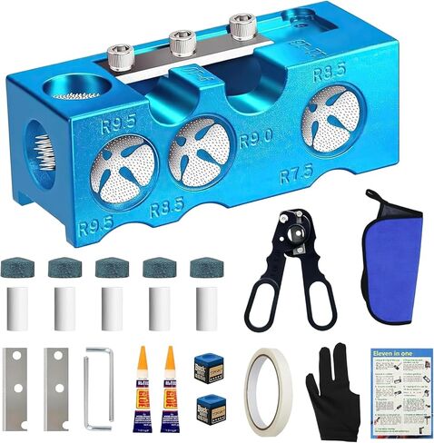 طقم إصلاح طرف حمام السباحة 11 في 1، أداة احترافية الكل في واحد لرأس عصا حمام السباحة للتشكيل والاستبدال والصيانة. مجموعة أدوات تشكيل وتشكيل النصائح، أداة تشذيب عصا البلياردو - لعشاق البلياردو والمحترفين in Kuwait