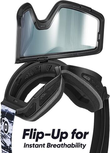 Odoland Flip-Up Ski Goggles for Men Women, Flip-Up Snow Snowboard Goggles Reflective Lens for Instant Defogging in Saudi Arabia